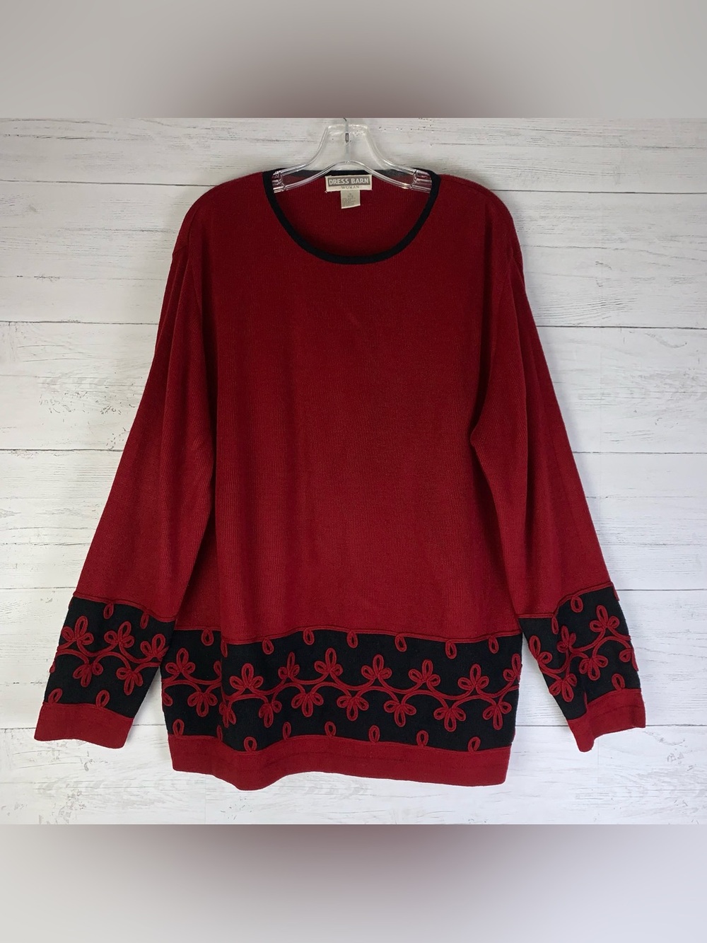 Vintage Dress Barn sweater red/black womens size 1X embroidered